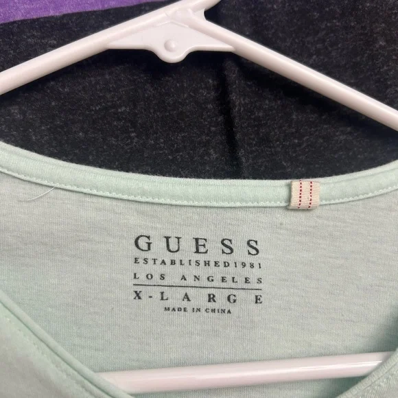 Guess Mint Green V-Neck T-Shirt - Picture 3 of 3